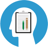 persons face with aptitude test in middle